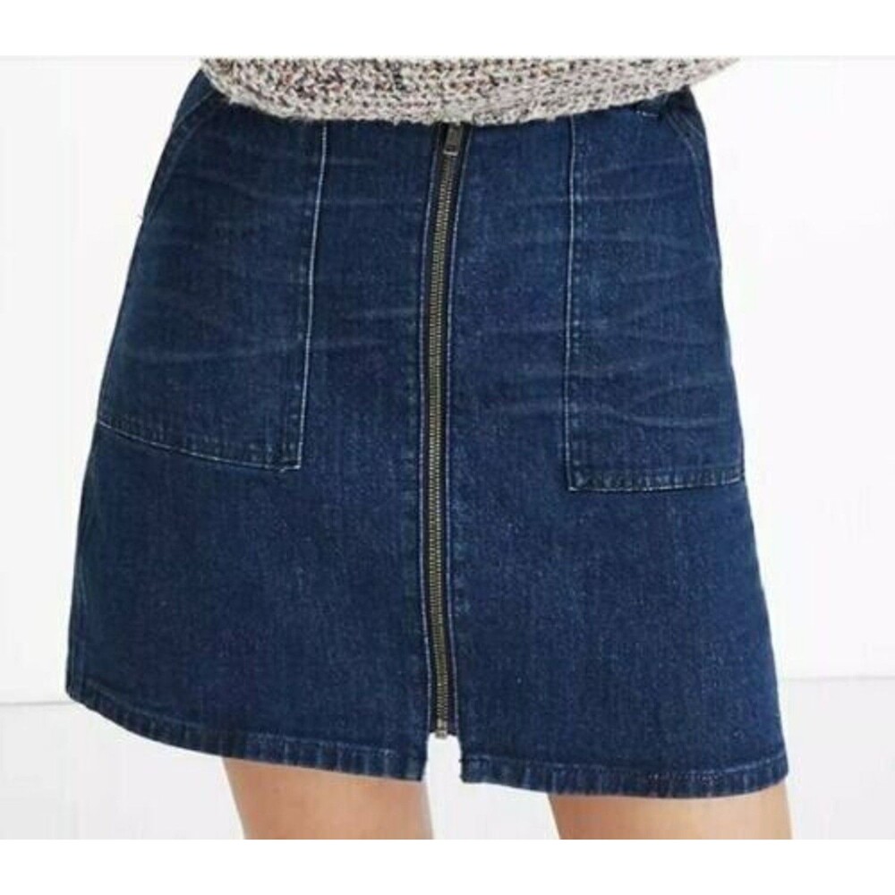 Madewell Jean Skirt Front Zip Denim Size 24 Western cowgirl